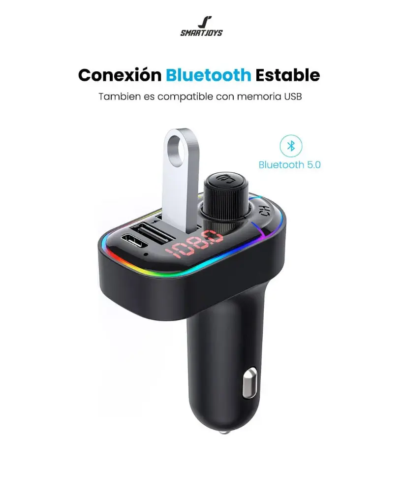 BLUETOOTH HARVIC FM TRANSMISOR 3 PORTS CAR CHARGER PLBT-250 3.webp