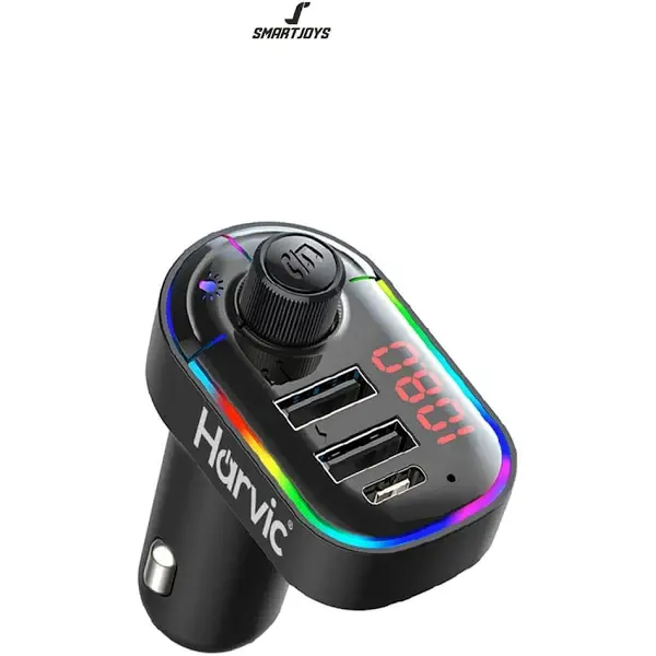 BLUETOOTH HARVIC FM TRANSMISOR 3 PORTS CAR CHARGER PLBT-250.webp