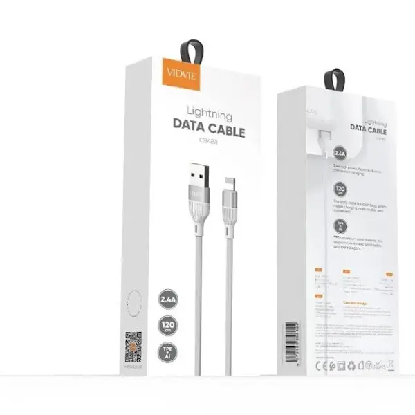 CABLE DE DATOS VIDVIE CB491i 2.4A USB A LIGHTNING.webp
