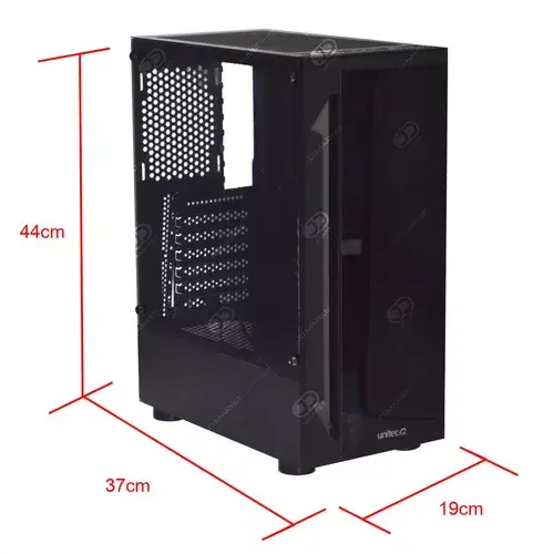 GABINETE CHASIS PC GAMER VIDRIO TEMPLADO CAJA ATX SIN FUENTE UNITEC 2.webp