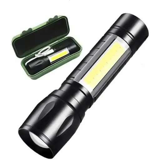 [845] LINTERNA MINI RECARGABLE CON ESTUCHE Y PANEL LED AJUSTABLE